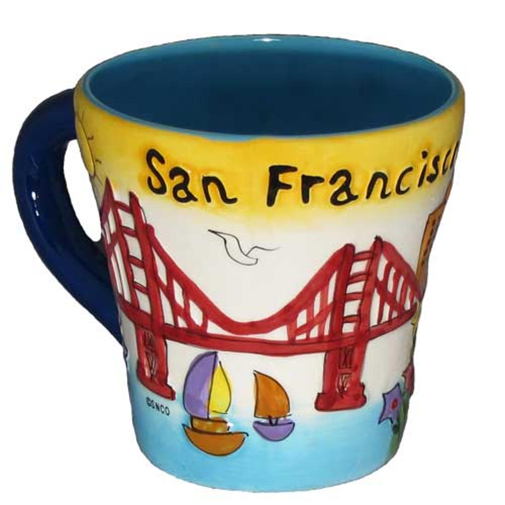 San Francisco Mug with Yellow Puff Design: Trumpet Mug Style
