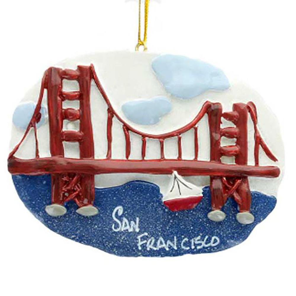 Sailing by the Golden Gate Bridge Christmas Ornament