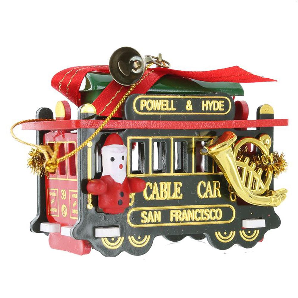 Santa Riding A Cable Car Ornament