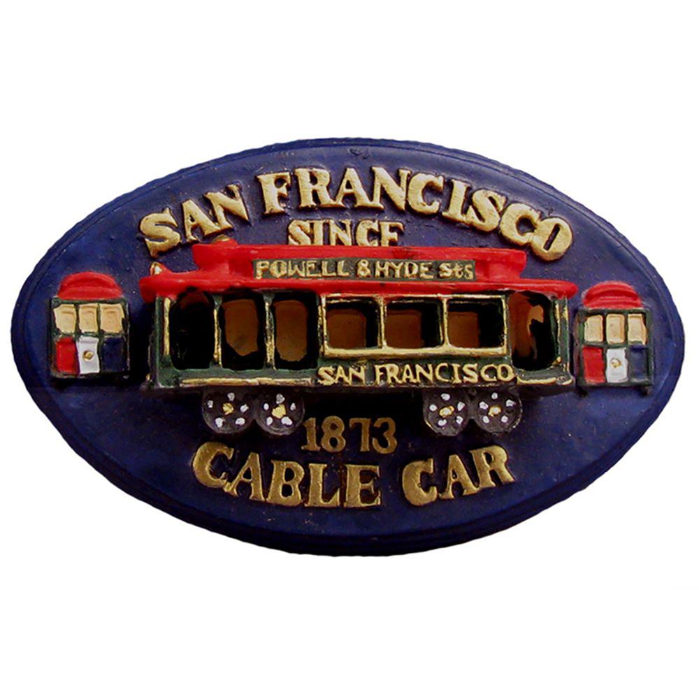 3D Cable Car Mounted on a Blue Oval