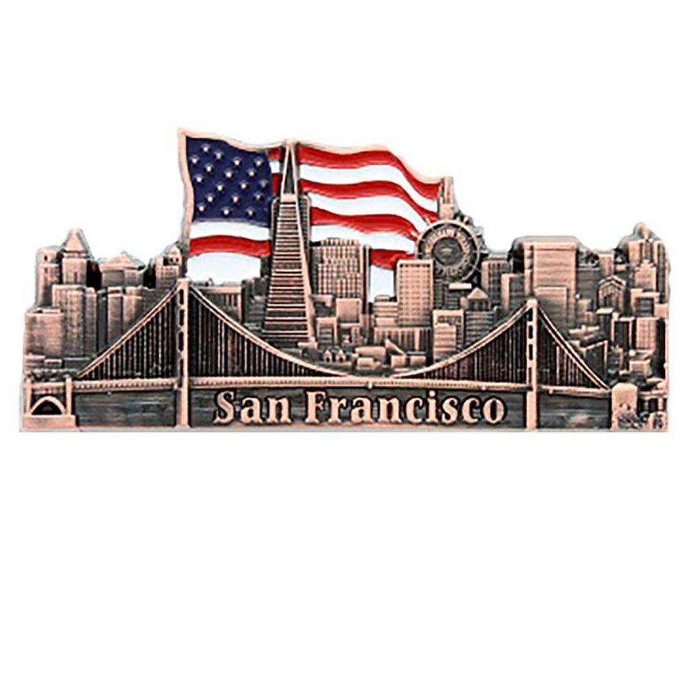 San Francisco City Magnet with American Flag