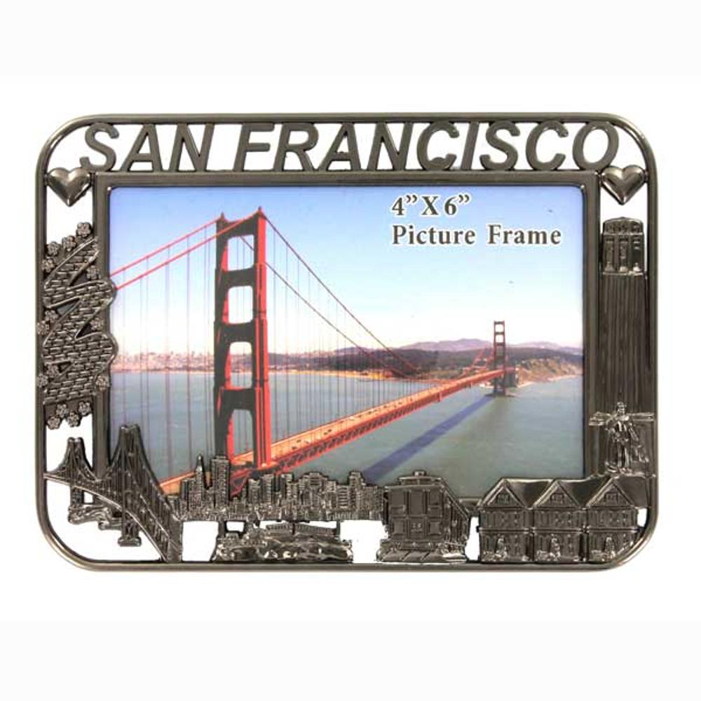 San Francisco Bronze Picture Frame with Cut Out Icons: 4 x 6