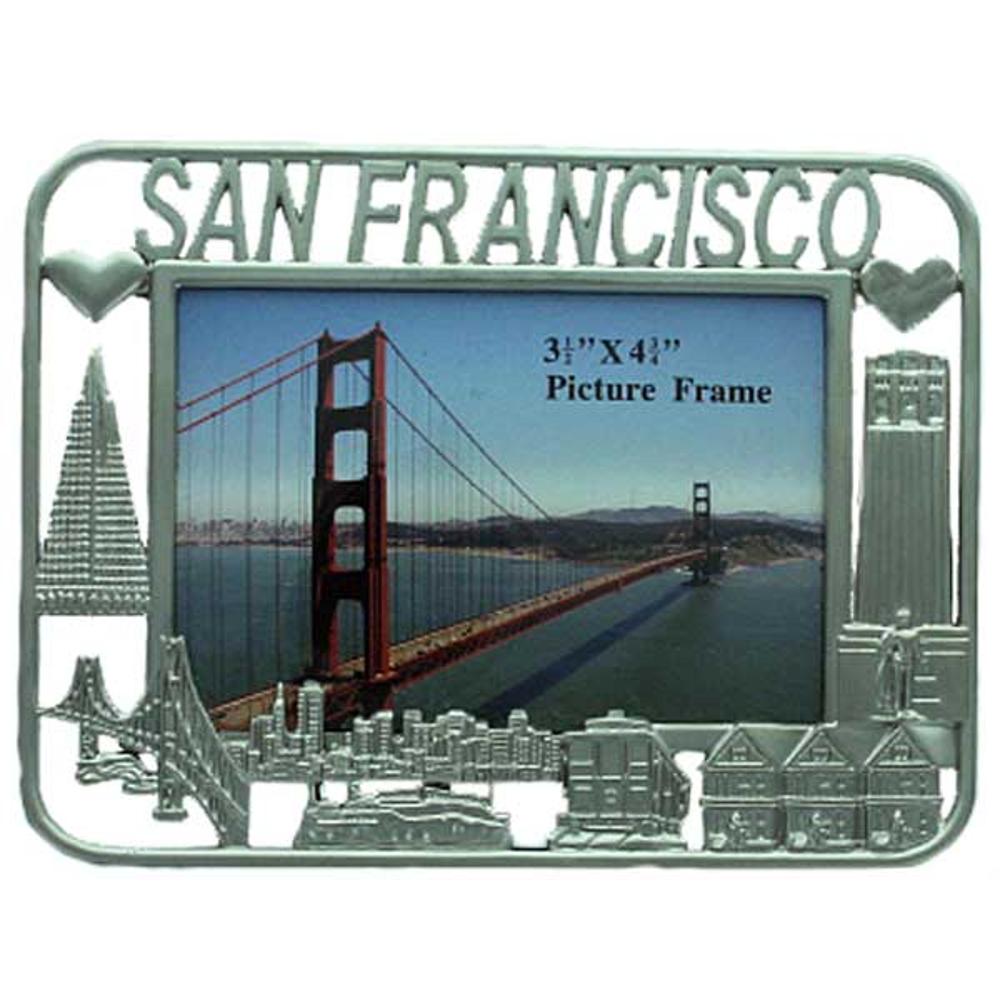 San Francisco Silver Picture Frame with Cut Out Icons